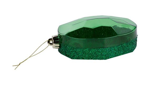 6.5" Laser Glitter Oval Gem Ornament: Emerald Green - XJ553506 - The Wreath Shop