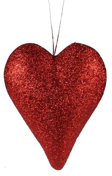 6.5" Red Glitter Heart - HV130324 - The Wreath Shop