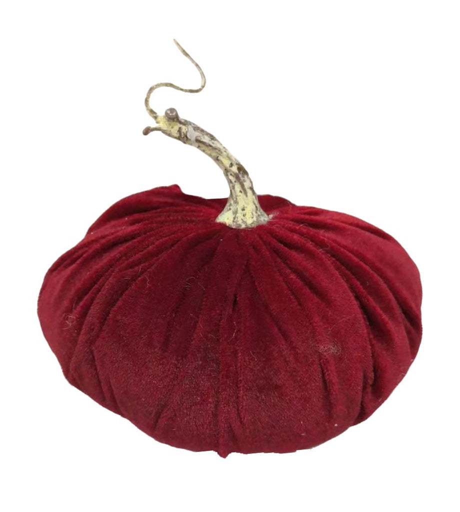 6.5" Velvet Pumpkin: Burgundy - 56494BG - The Wreath Shop