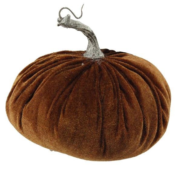 6.5" Velvet Pumpkin: Golden Brown - HA017492 - The Wreath Shop