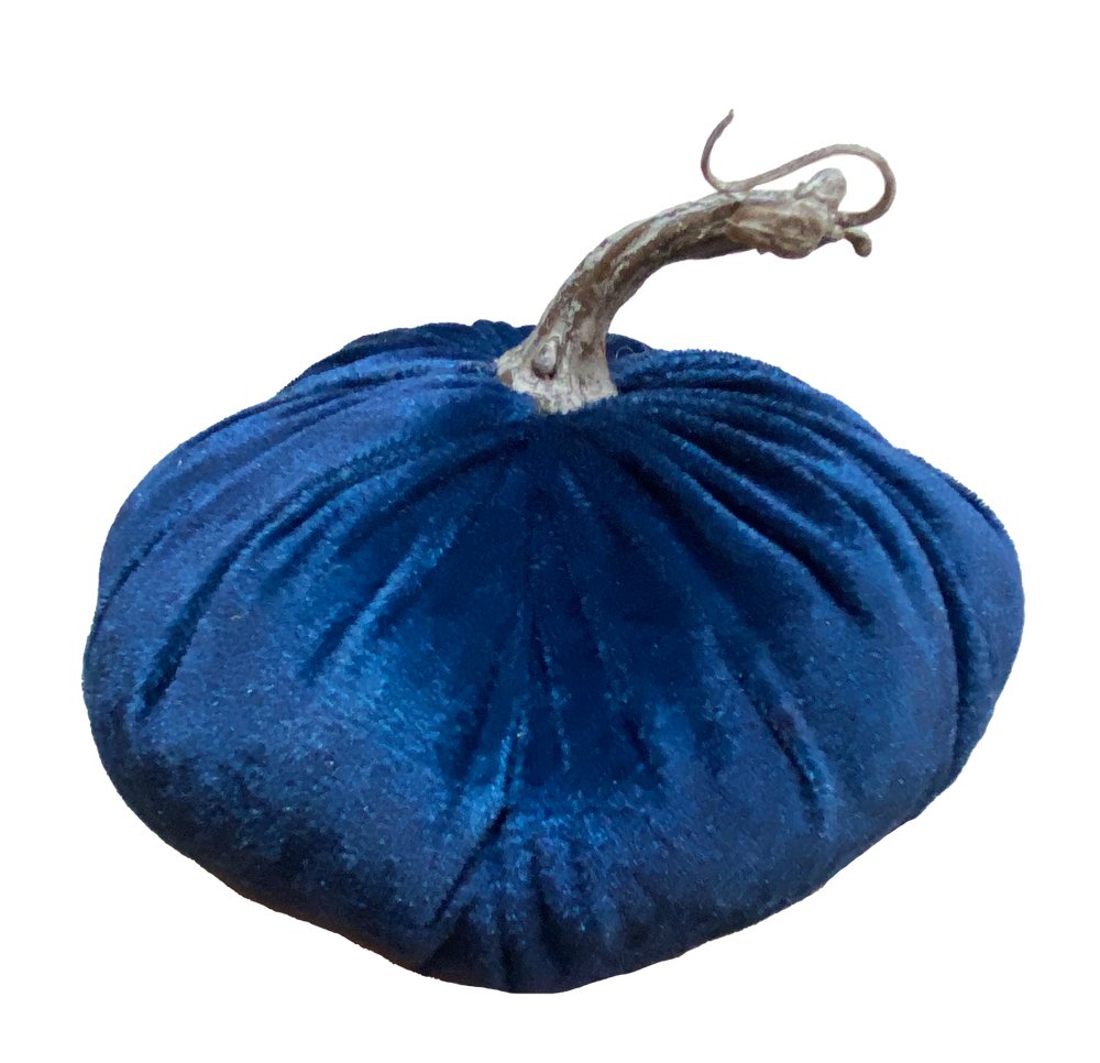 6.5" Velvet Pumpkin: Navy Blue - 56494NVBL - The Wreath Shop