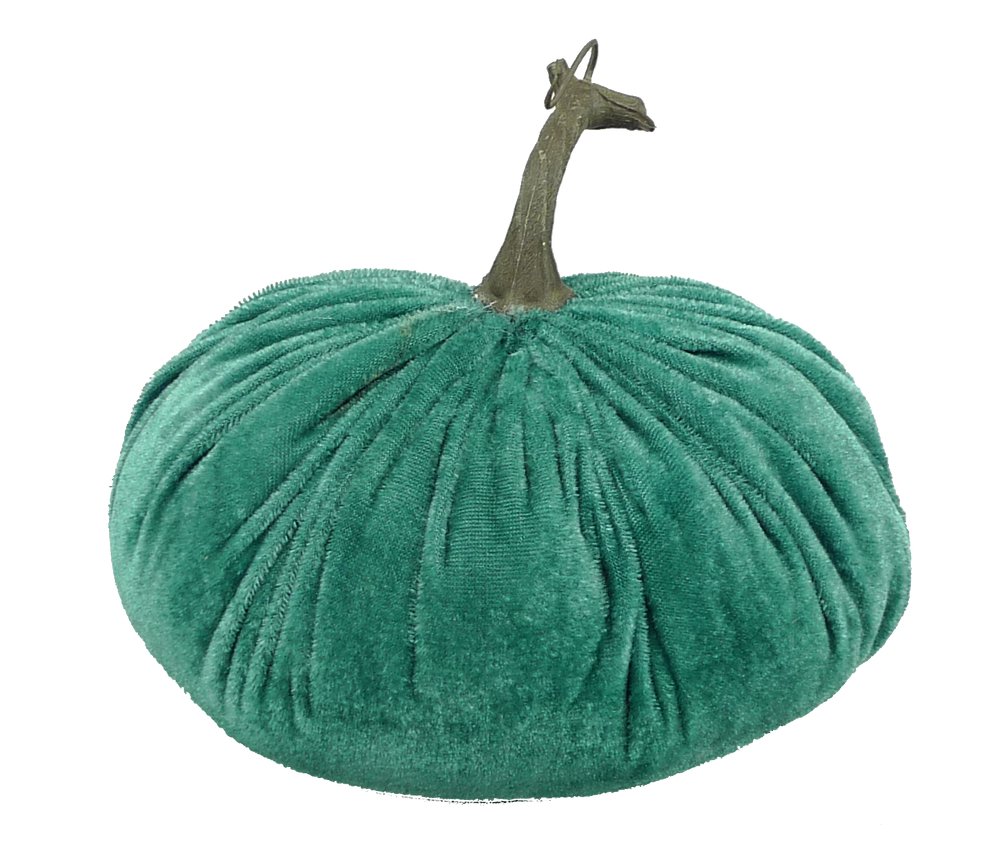 6.5" Velvet Pumpkin: Teal - 56494TEAL - The Wreath Shop