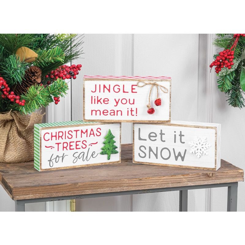7" Christmas Block Sign - 12663 - Snow - The Wreath Shop