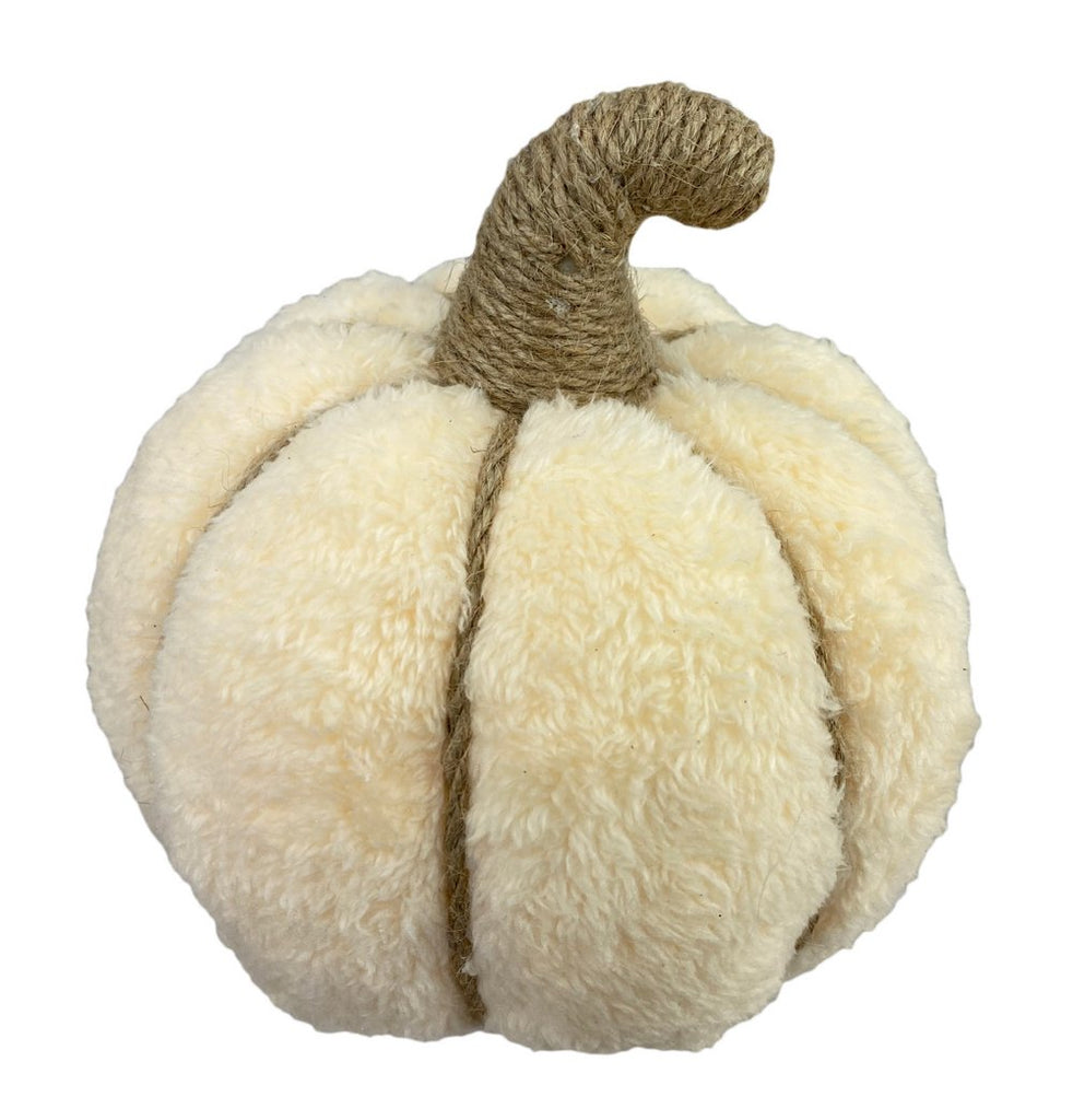 7" Faux Fur Pumpkin: Cream - 56934CM - The Wreath Shop