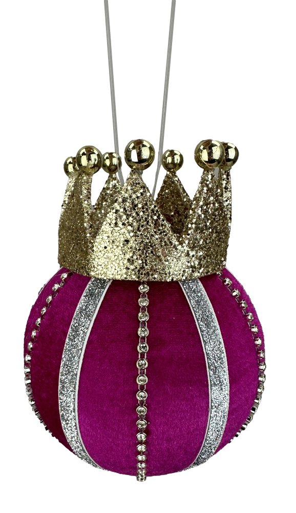 7" Fuchsia Ornament with Crown - 86044BT - The Wreath Shop