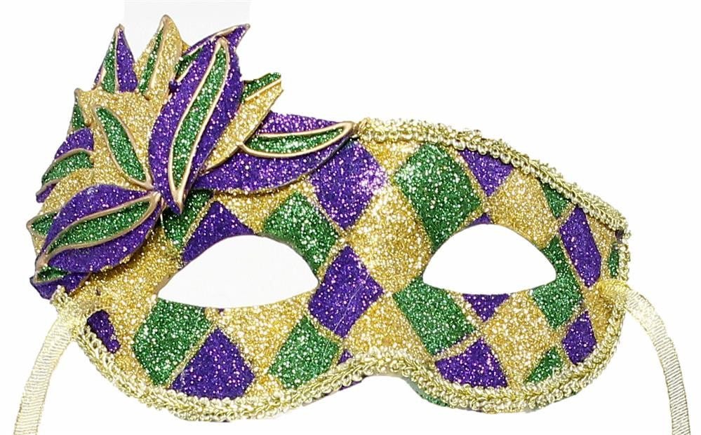 7" Glitter Harlequin Mask - HG1010 - The Wreath Shop