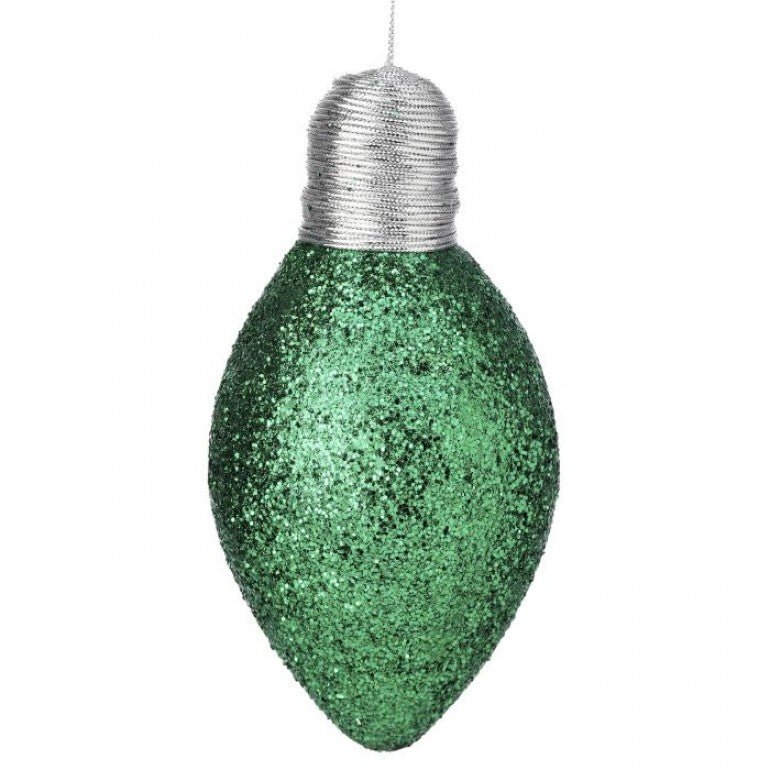 7" Glitter Lightbulb Ornament: Green - MTX70543GRN - The Wreath Shop