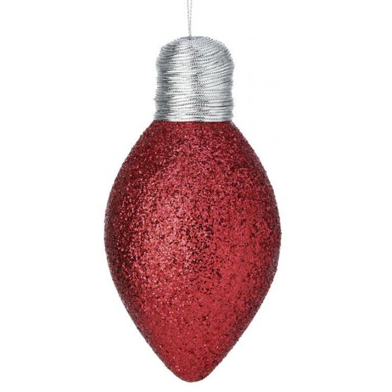 7" Glitter Lightbulb Ornament: Red - MTX70543RED - The Wreath Shop