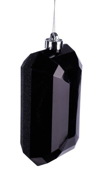 7" Glitter Rectangle Gem Ornament: Black - XJ707802 - The Wreath Shop