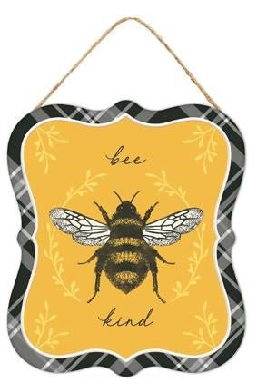 7" Metal Bee Kind Honey Bee Sign - MD1044 - Bee Kind - The Wreath Shop