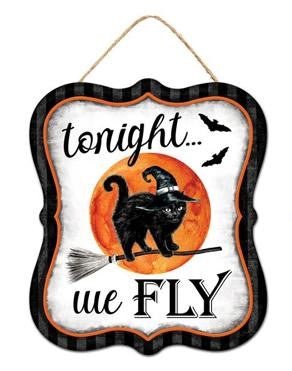 7" Metal Halloween Sign: Tonight We Fly - MD1165-Fly - The Wreath Shop