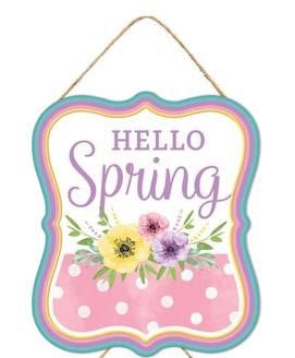 7" Metal Hello Spring Sign - MD1069 - Hello Spring - The Wreath Shop