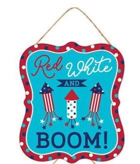 7" Red White and Boom! Sign - MD1046 - Red White Boom - The Wreath Shop