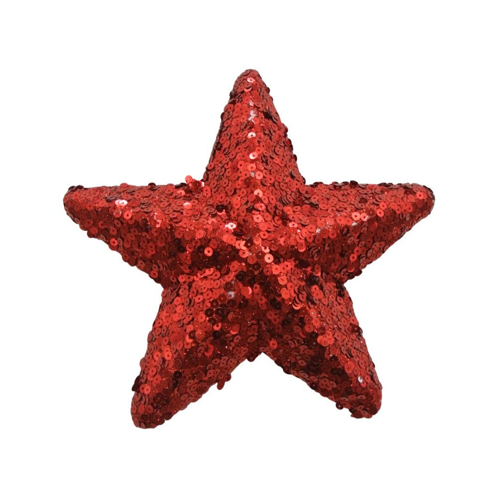 7" Sequin Star Ornament: Red - 82121-RD - The Wreath Shop