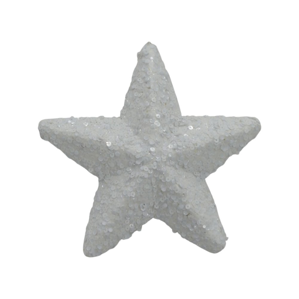 7" Sequin Star Ornament: White - 82121-WHITE - The Wreath Shop
