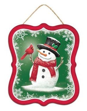 7" Snowman/Cardinal Sign: Top Hat Snowman - MD1169 - Top Hat - The Wreath Shop