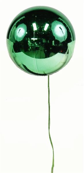 70mm Shiny Ball Ornament on Wire: Emerald Green (12) - XH821906 - The Wreath Shop