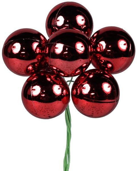 70mm Shiny Ball Ornament on Wire: Red (12) - XH821924 - The Wreath Shop