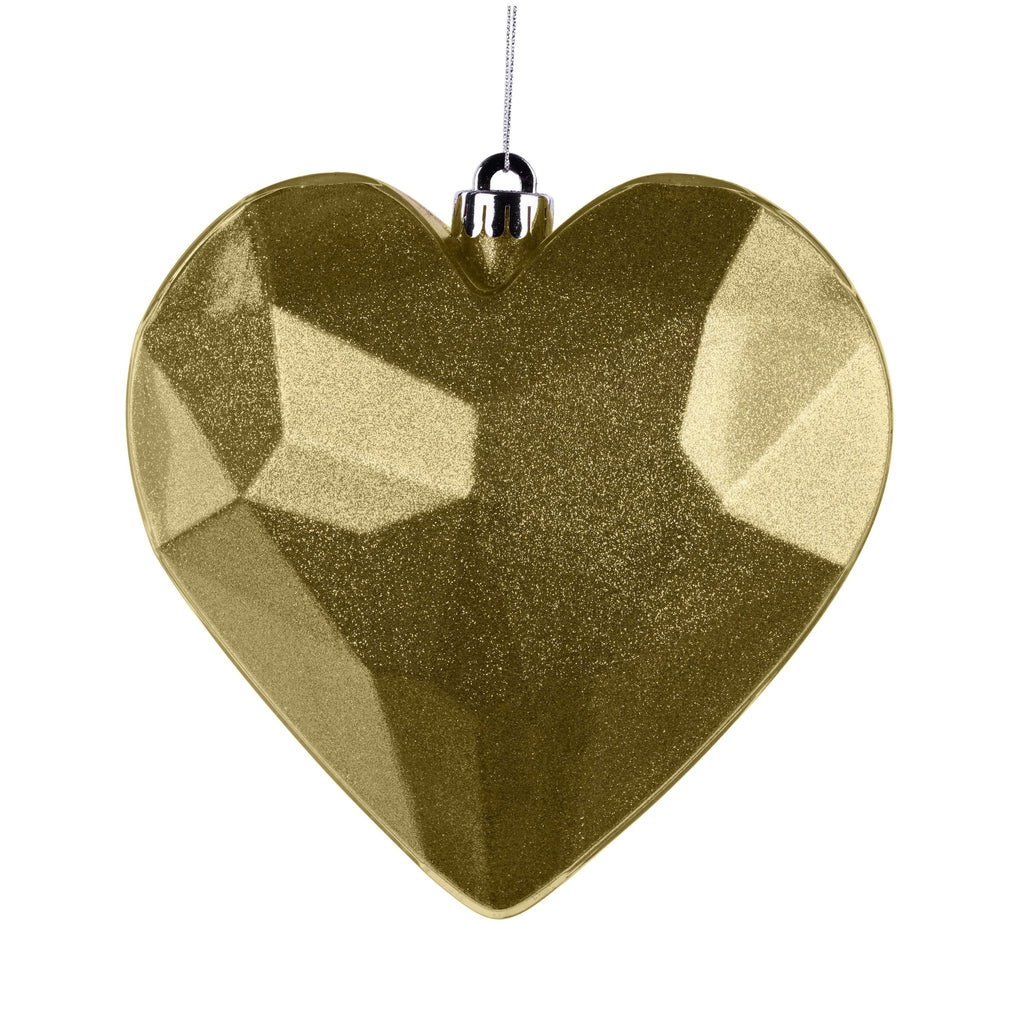 7.25" Glitter Gem Heart Ornament: Gold - HV920708 - The Wreath Shop