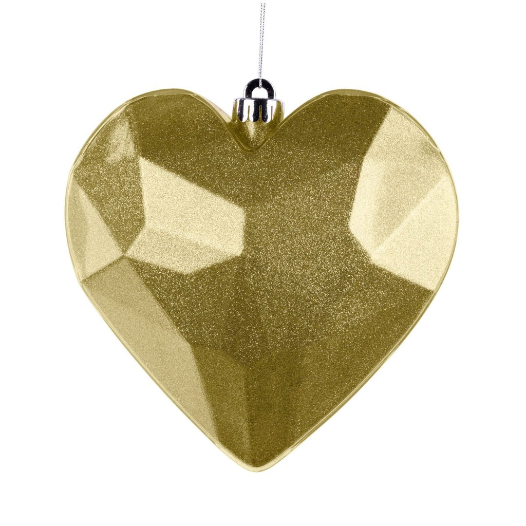 7.25" Glitter Gem Heart Ornament: Gold - HV920708 - The Wreath Shop
