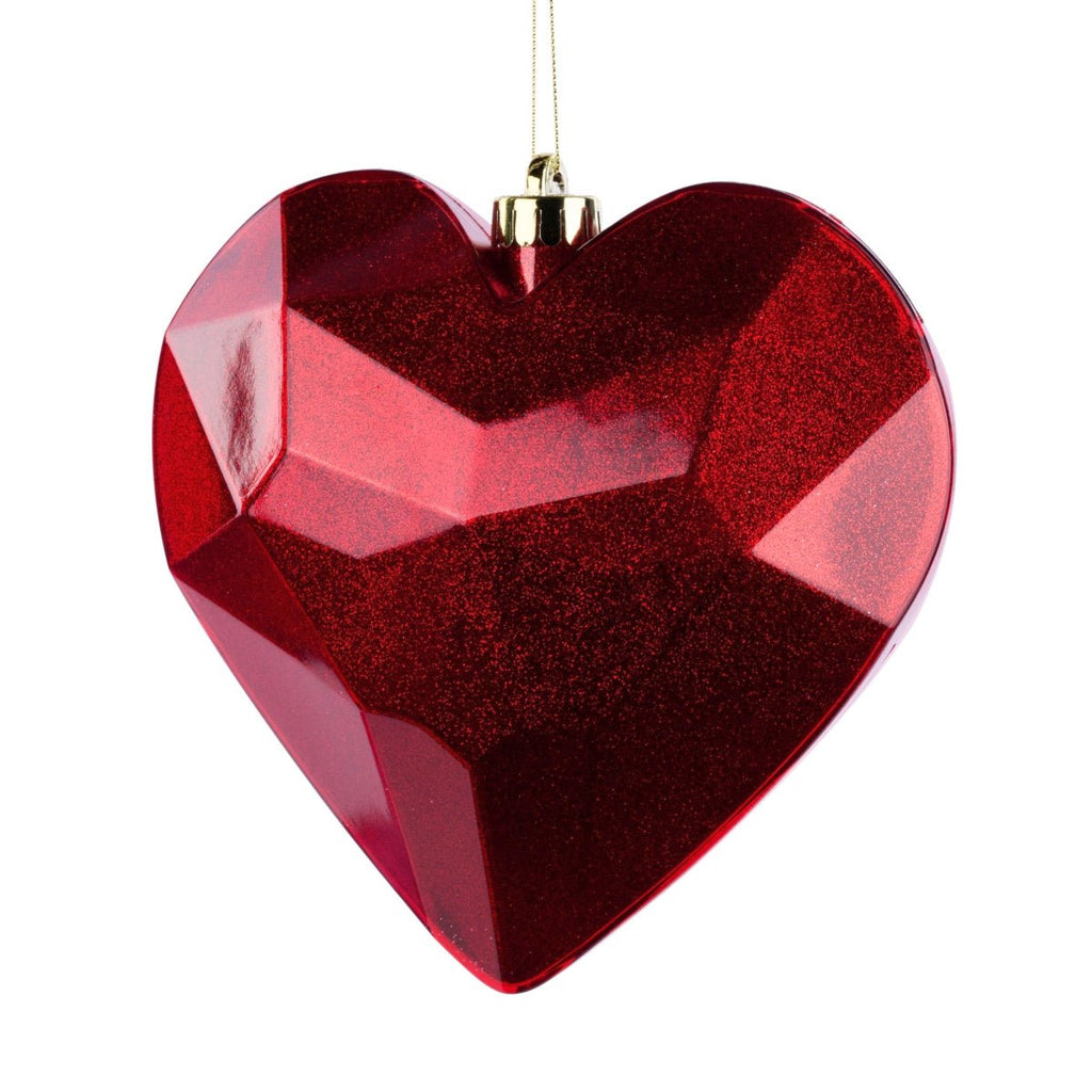 7.25" Glitter Gem Heart Ornament: Red - HV920724 - The Wreath Shop