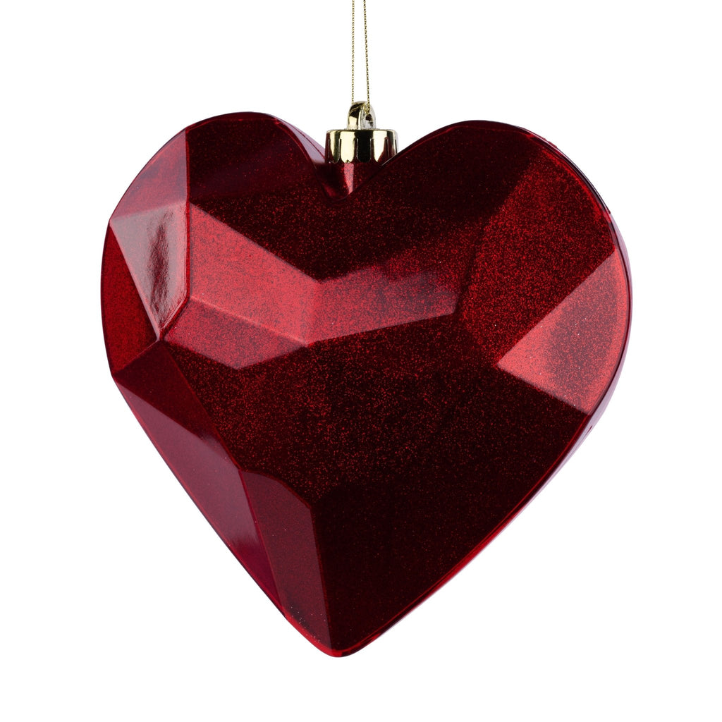 7.25" Glitter Gem Heart Ornament: Red - HV920724 - The Wreath Shop