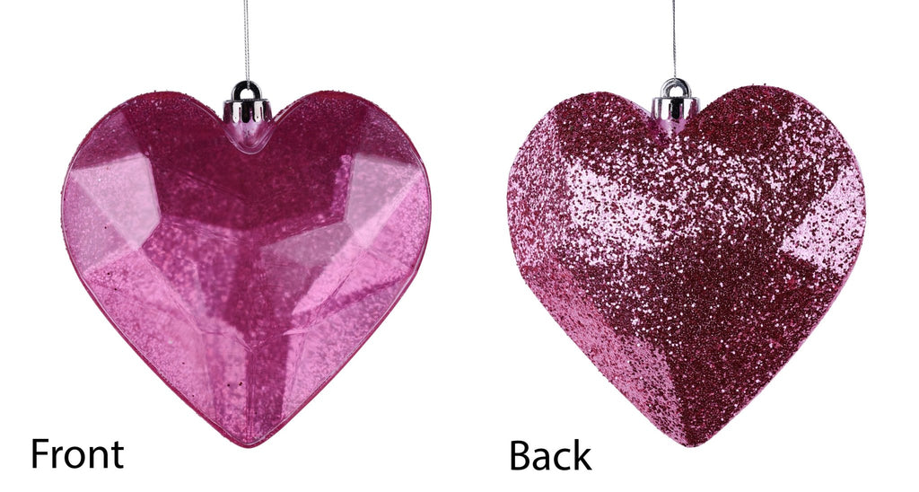 7.25" Laser Glitter Gem Heart Ornament: Pink - HV920422 - The Wreath Shop