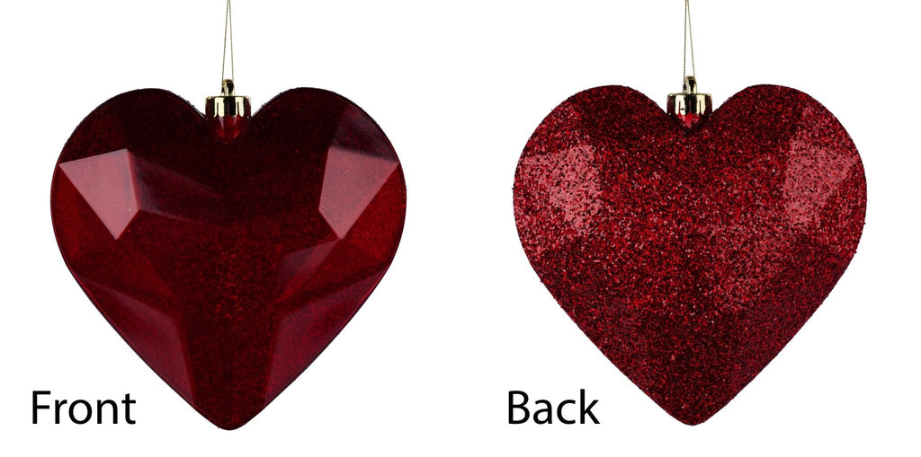 7.25" Laser Glitter Gem Heart Ornament: Red - HV920524 - The Wreath Shop