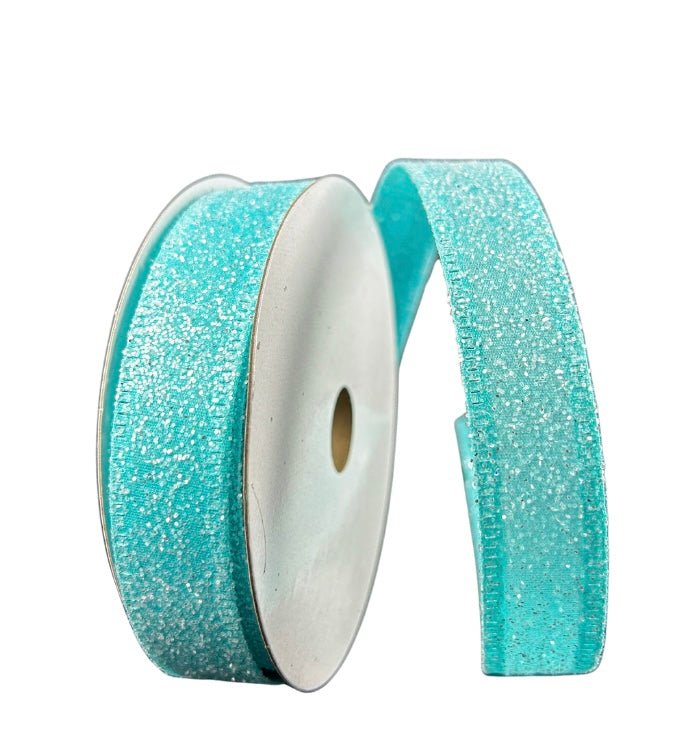 7/8" Candy Glitter Ribbon: Aqua - 10yds - 46420-05-45 - The Wreath Shop