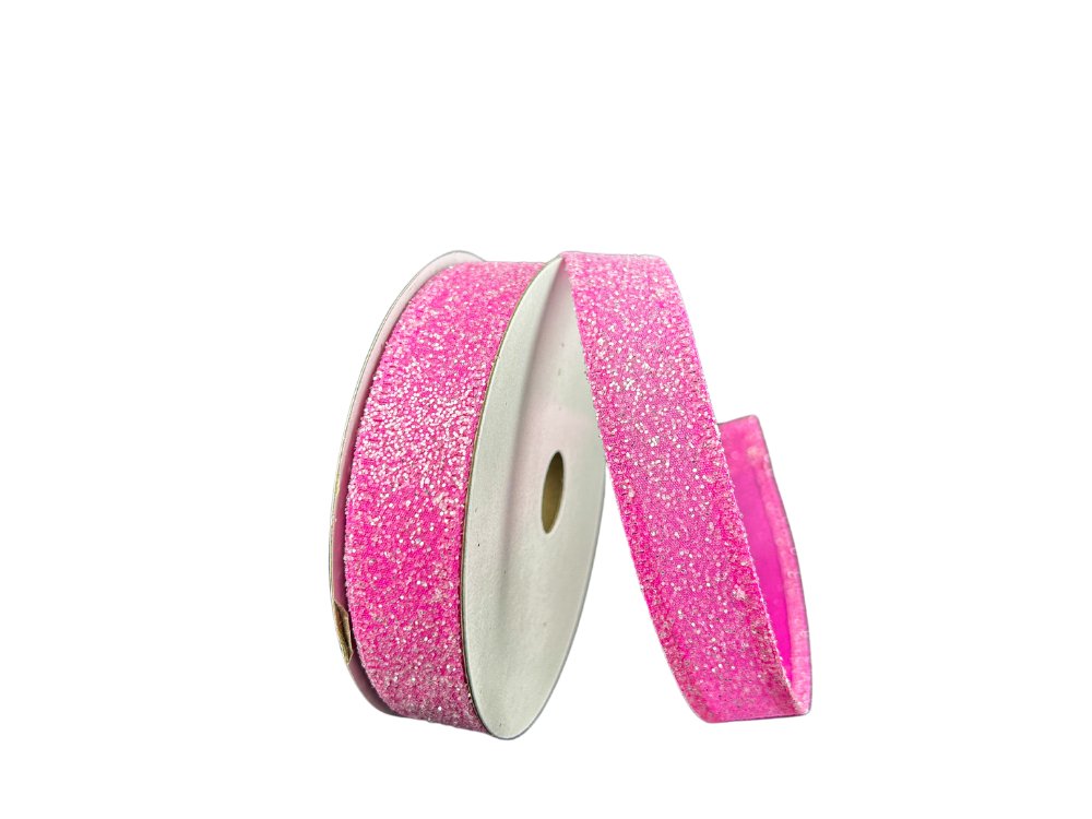7/8" Candy Glitter Ribbon: Fuchsia - 10yds - 46420-05-28 - The Wreath Shop