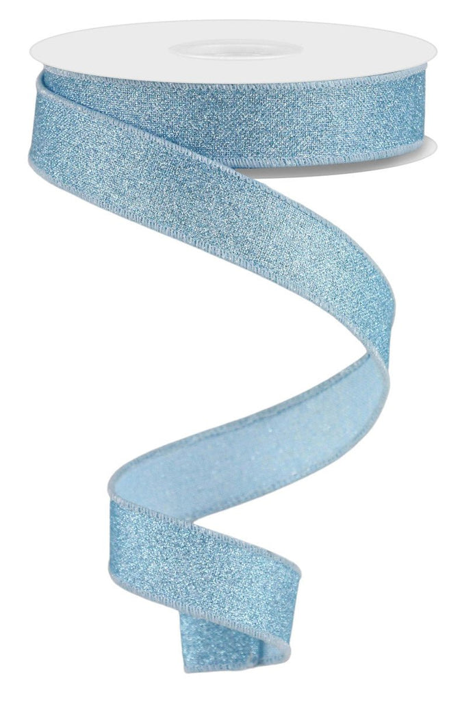 7/8" Fine Glitter Ribbon: Pale Blue - 10yds - RGE7380H1 - The Wreath Shop
