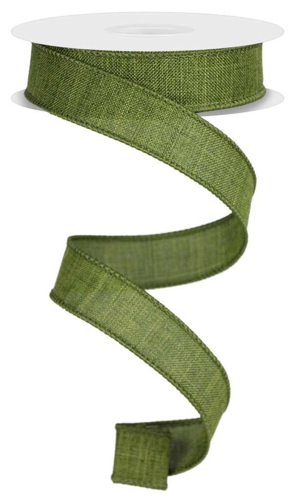 7/8" Moss Green Royal Faux Burlap Ribbon - 10yds - RG727852 - The Wreath Shop