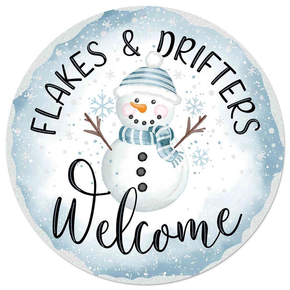 8" Flakes Welcome Metal Sign - MD0939 - The Wreath Shop