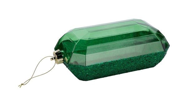 8" Laser Glitter Rectangle Gem Ornament: Emerald Green - XJ553106 - The Wreath Shop