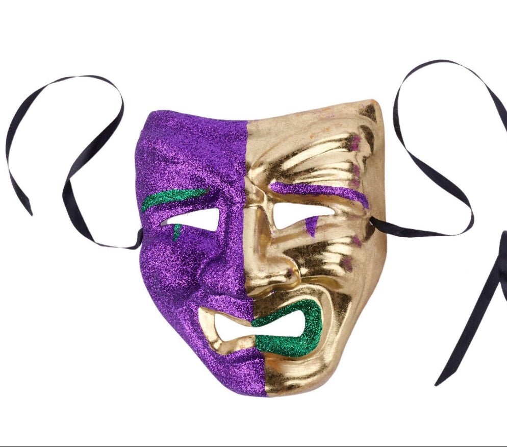 8" Mardi Gras Tragedy Mask - HG121323 sad - The Wreath Shop