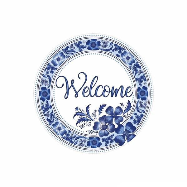 8" Metal Floral Welcome Sign - MD1355 - The Wreath Shop