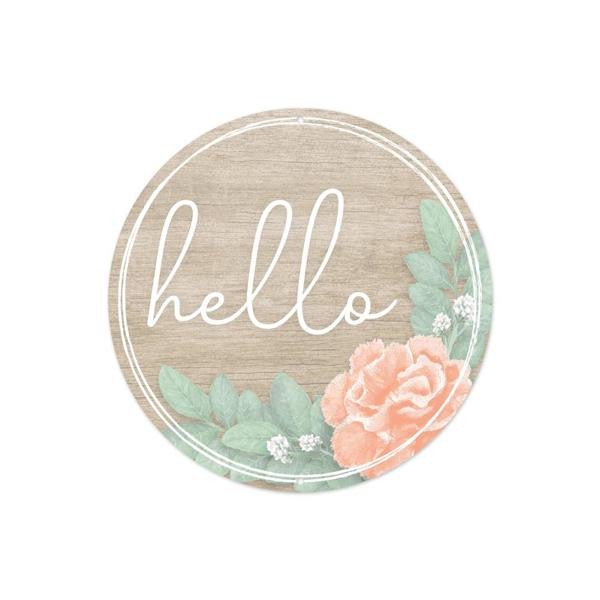 8" Metal Hello Floral Sign - MD1116 - The Wreath Shop