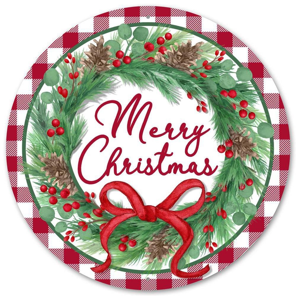 8" Metal Merry Christmas Wreath Sign - MD0976 - The Wreath Shop