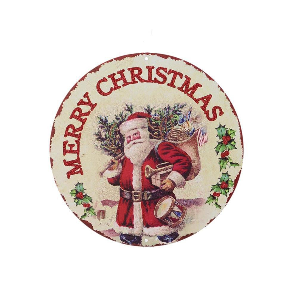 8" Metal Vintage Merry Christmas Santa Sign - MD0935 - The Wreath Shop
