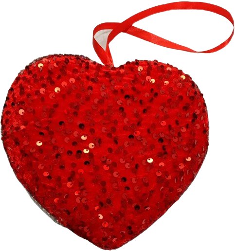 8" Red Sequin Heart - 63566RD - The Wreath Shop