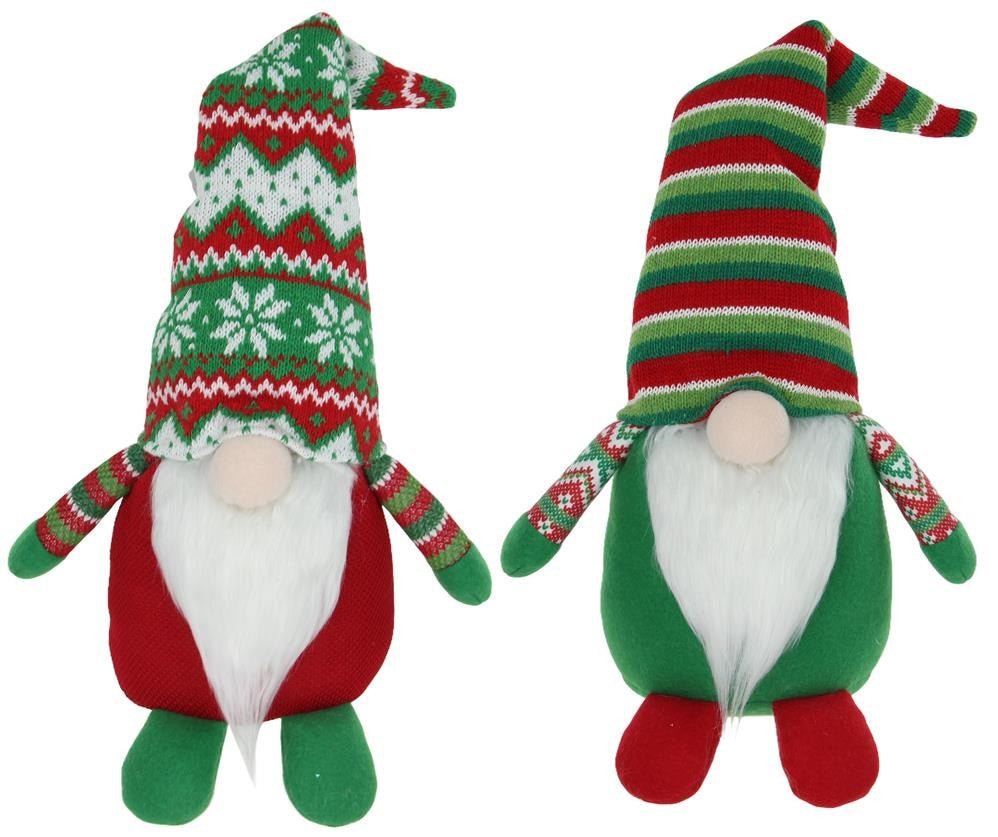 9" Knit Hat Christmas Gnomes: Red/Green/Wht - XN4278-snowflake - The Wreath Shop