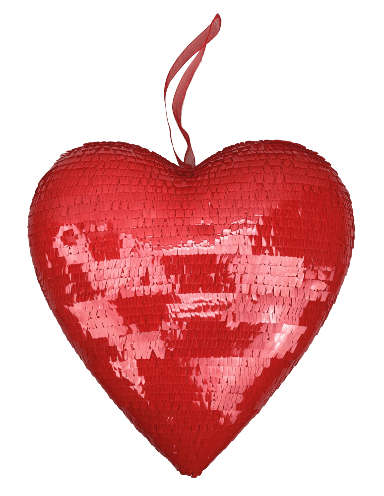 9" Sequin Heart Ornament: Red - 63783RD - The Wreath Shop