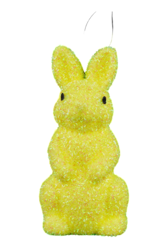 9.75" Glitter Rabbit Ornament: Yellow - HE4175-Yellow - The Wreath Shop