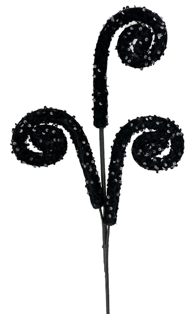 Black Sequin Spiral Spray - 28" - 57053BK - The Wreath Shop