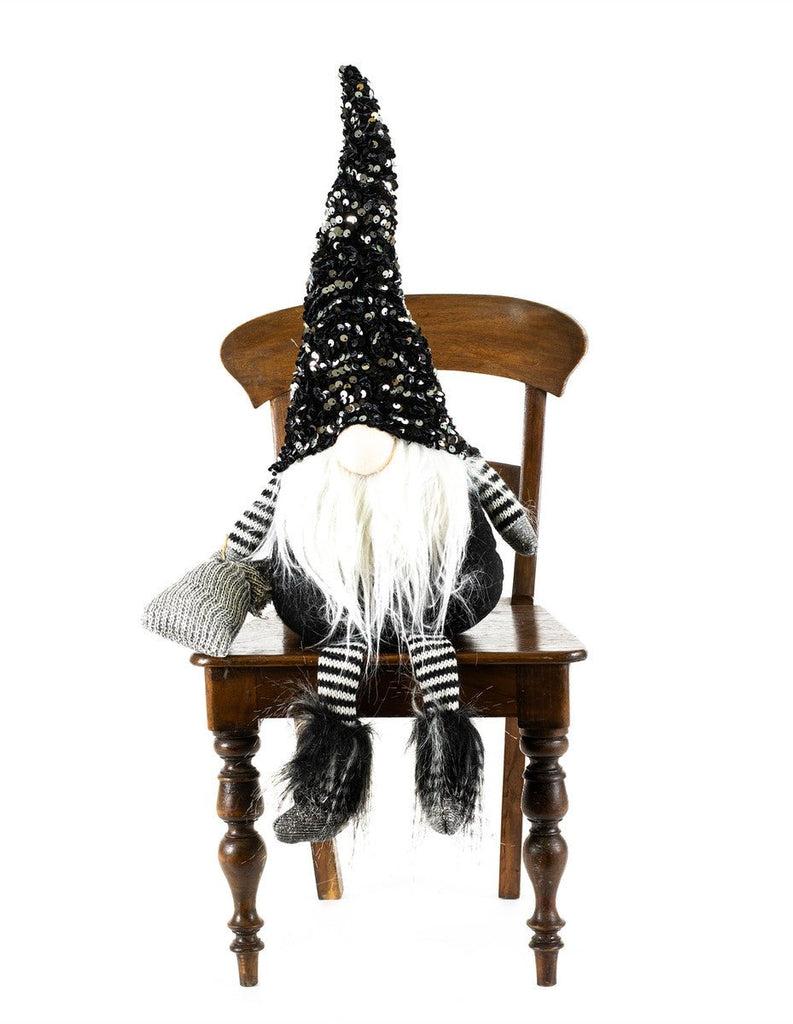 Black/Silver Sequin Hat Gnome - OSW216173 - The Wreath Shop