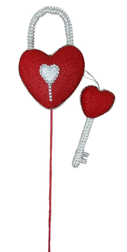 Bling Heart Lock w/Key Pick - 62996RD - The Wreath Shop