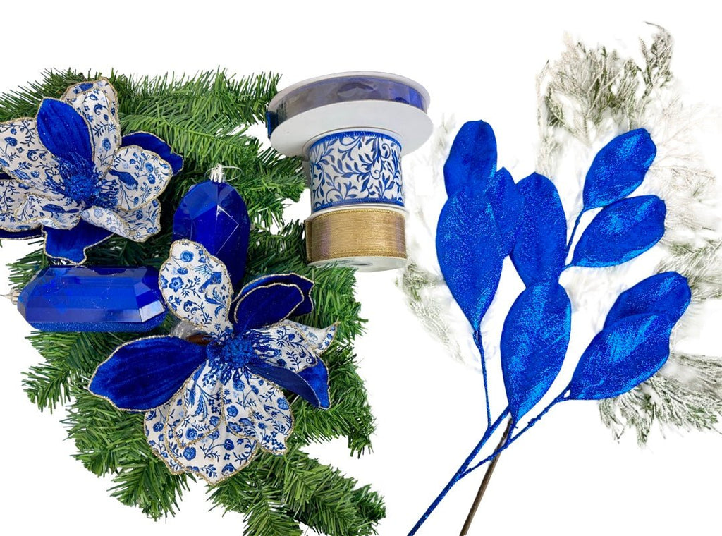 Blue Chinoiserie Christmas Swag Kit - Blue/White Swag Kit - The Wreath Shop