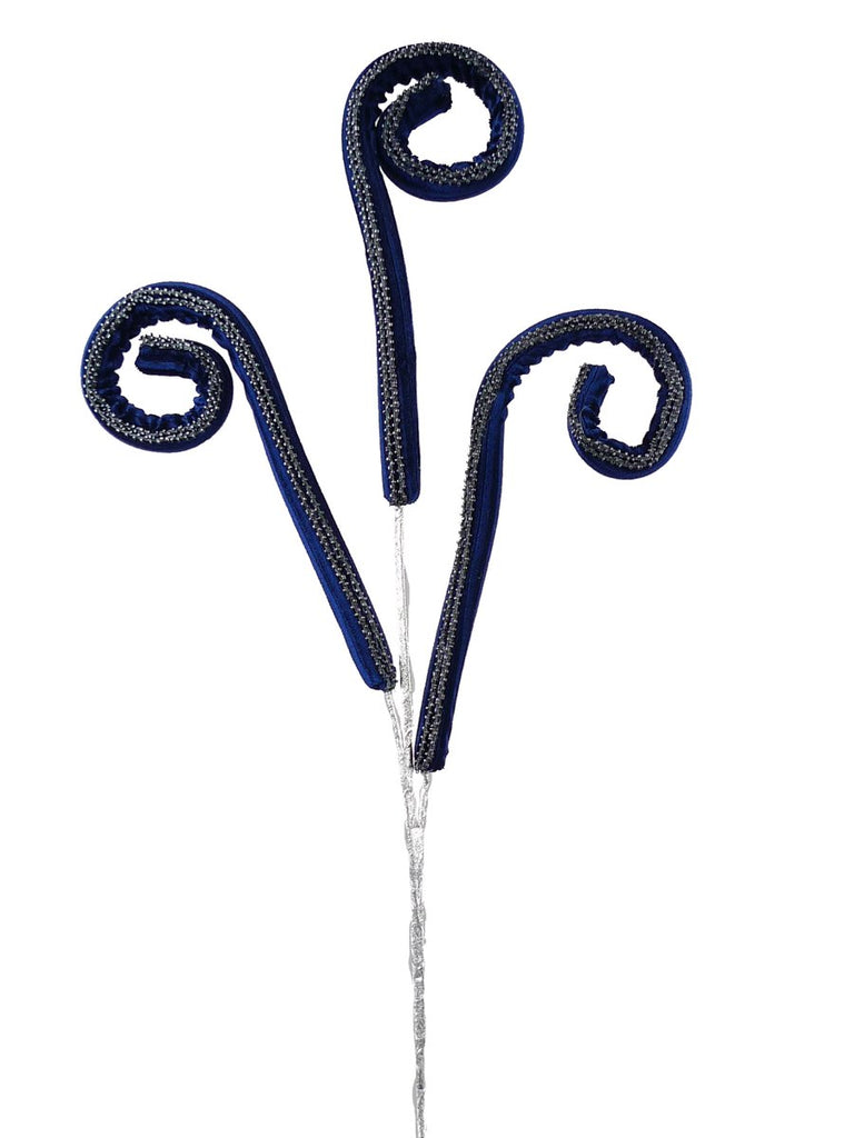 Blue Velvet Rhinestone Curly Spray - 84785BL - The Wreath Shop