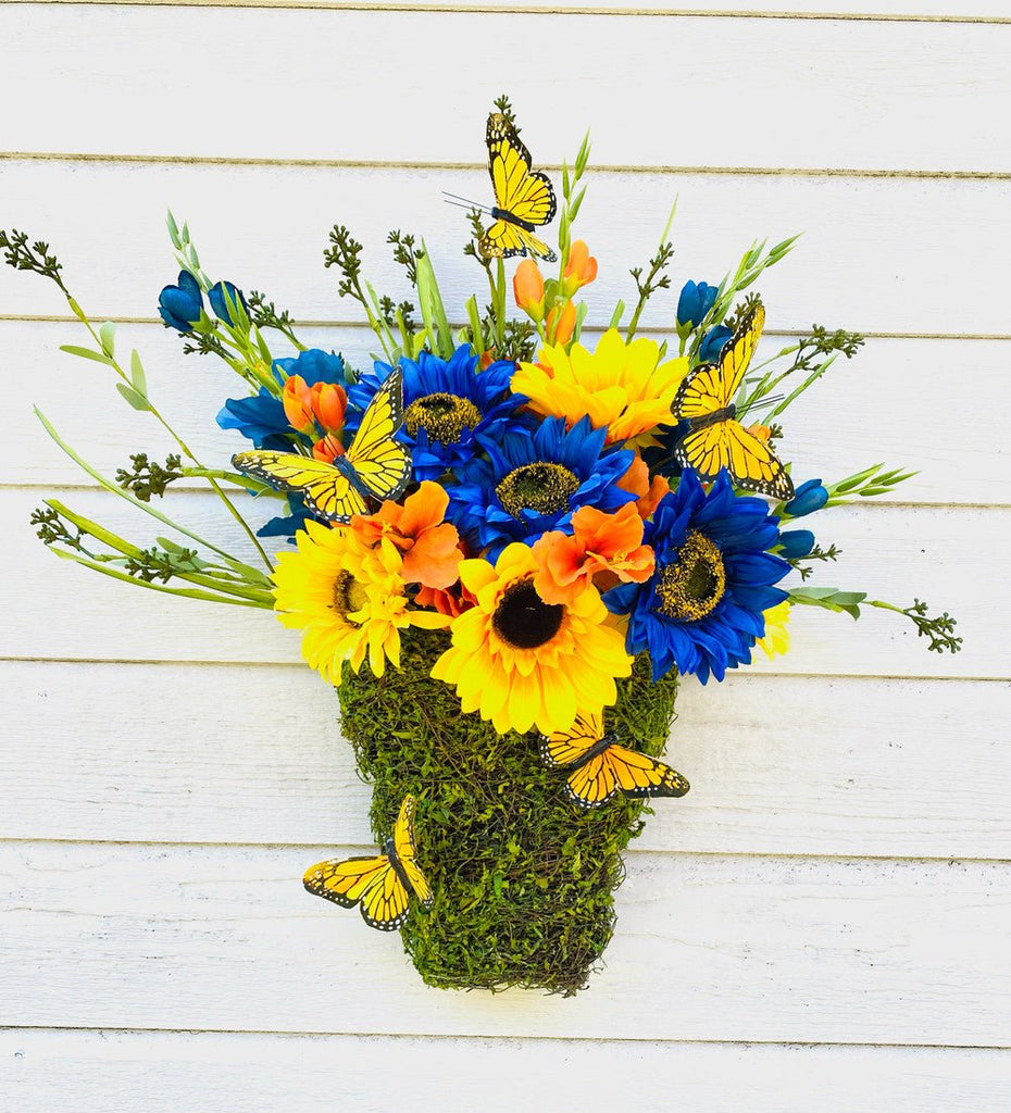 Blue/Yellow Sunflower Basket - Sunflower Basket - The Wreath Shop