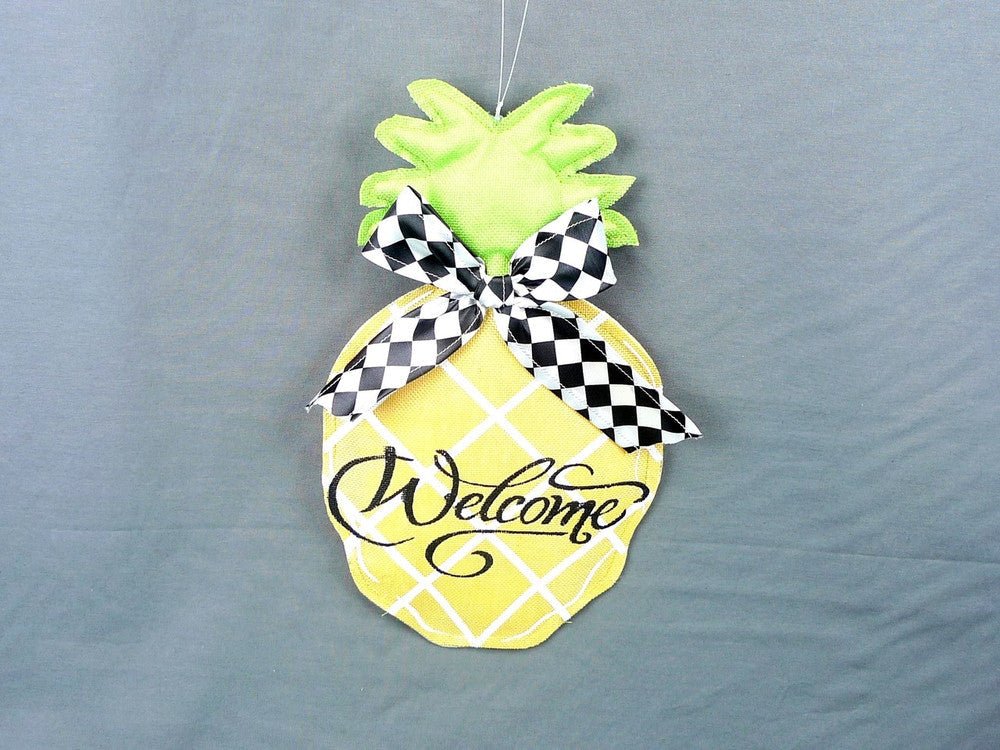 Canvas Pineapple Welcome Hanger - 62384YW - The Wreath Shop